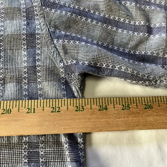 BOGARI STUDIO Men's Size Large Blue plaid Short Sleeve Button Down Shirt - Picture 3 of 8